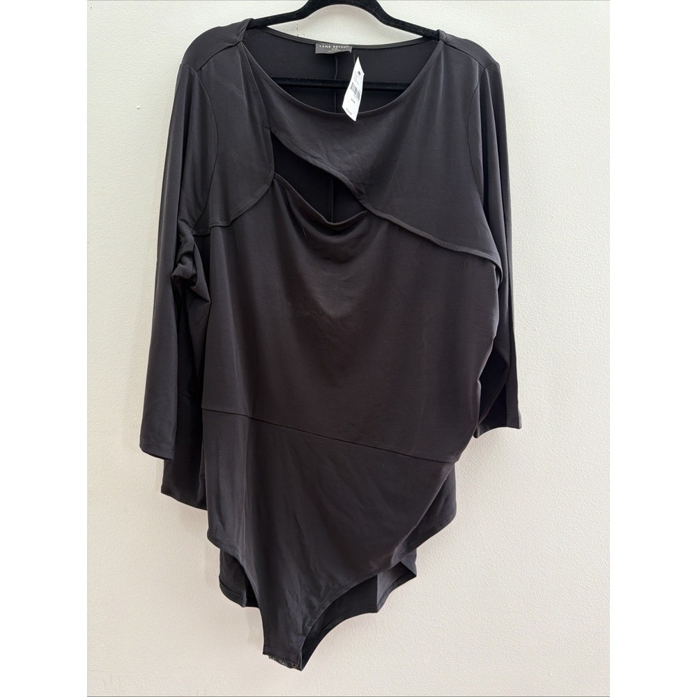 Lane Bryant Black Bodysuit NWT 26/28 Caged Chest Cut Out